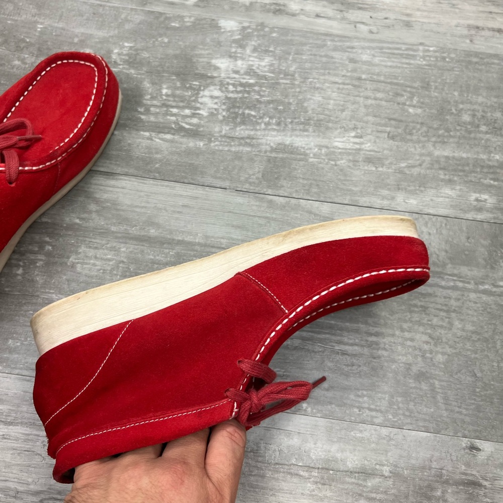 Clarks Wallabees Red Suede Chukka Boots 9 M - Picture 7 of 12